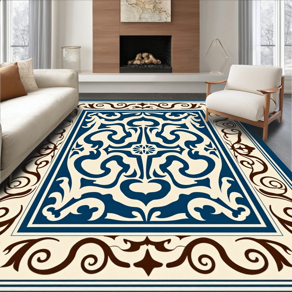 Bold Floral Scroll Pattern Rug