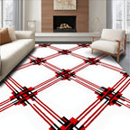Bold Red Black Diamond Pattern Rug