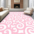 Delicate Swirls Pink White Pattern Rug