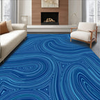 Abstract Blue Swirls Pattern Rug