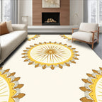 Golden Sunburst Floral Pattern Rug