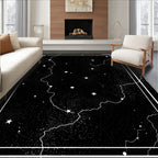 Celestial Star Map Geometric Border Rug
