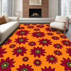 Vibrant Floral Pattern With Yellow Center Rug