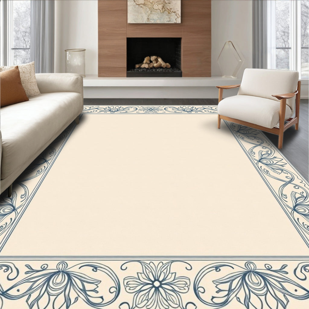 Classic Floral Swirl Frame Design Rug