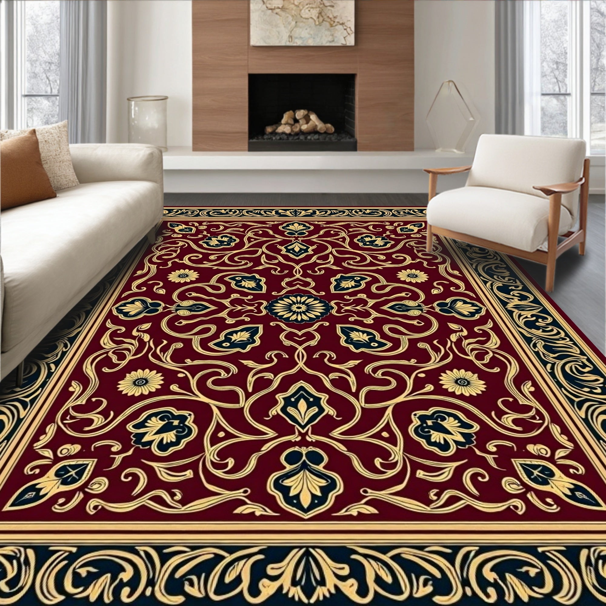 Rich Floral Vine Ornamental Design Rug