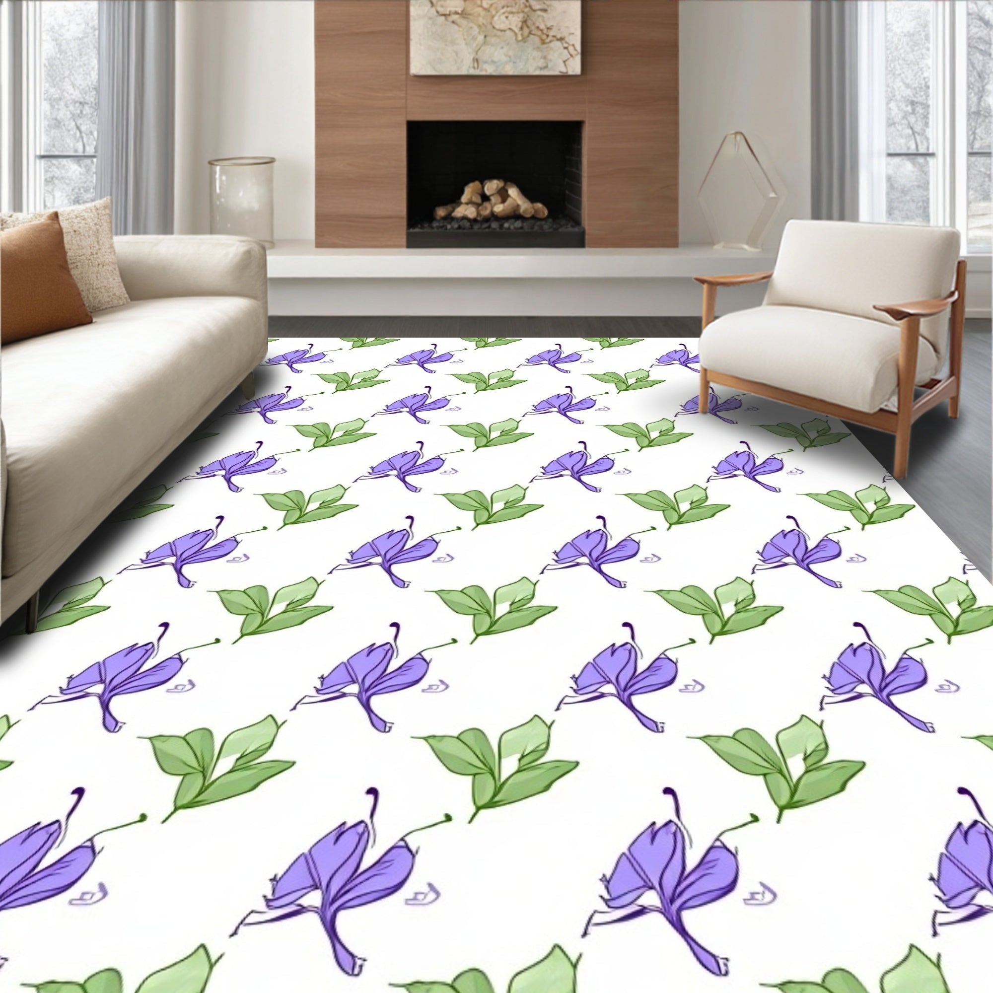 Foliage Flower Pattern Delight Rug