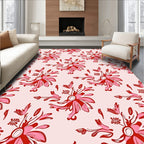 Red Pink Floral Swirl Pattern Rug
