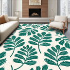 Emerald Green Leafy Pattern Rug