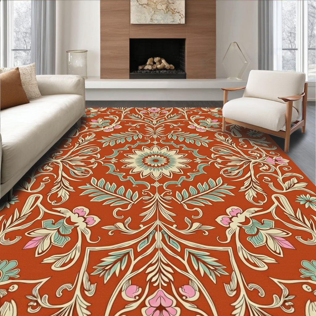 Ornate Floral Medallion Pattern Rug