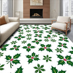 Holly Berry Leaves Pattern Rug