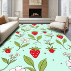 Whimsical Strawberry Flower Pattern Rug