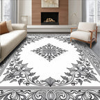 Intricate Floral Scroll Border Design Rug