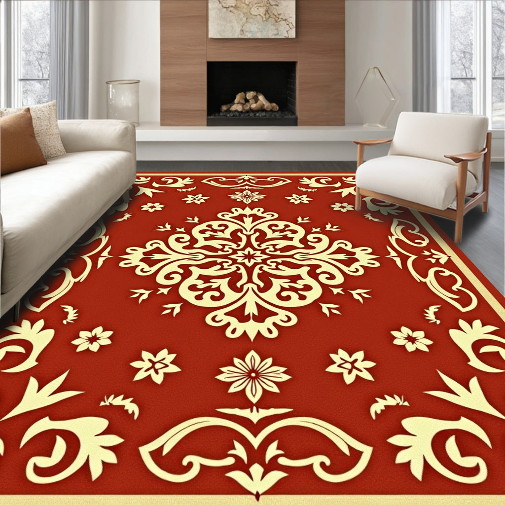 Elegant Floral Medallion Patterned Rug