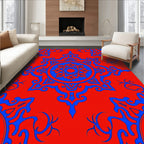 Bold Red Blue Medallion Design Rug