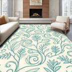 Vintage Teal Leaf Swirl Pattern Rug