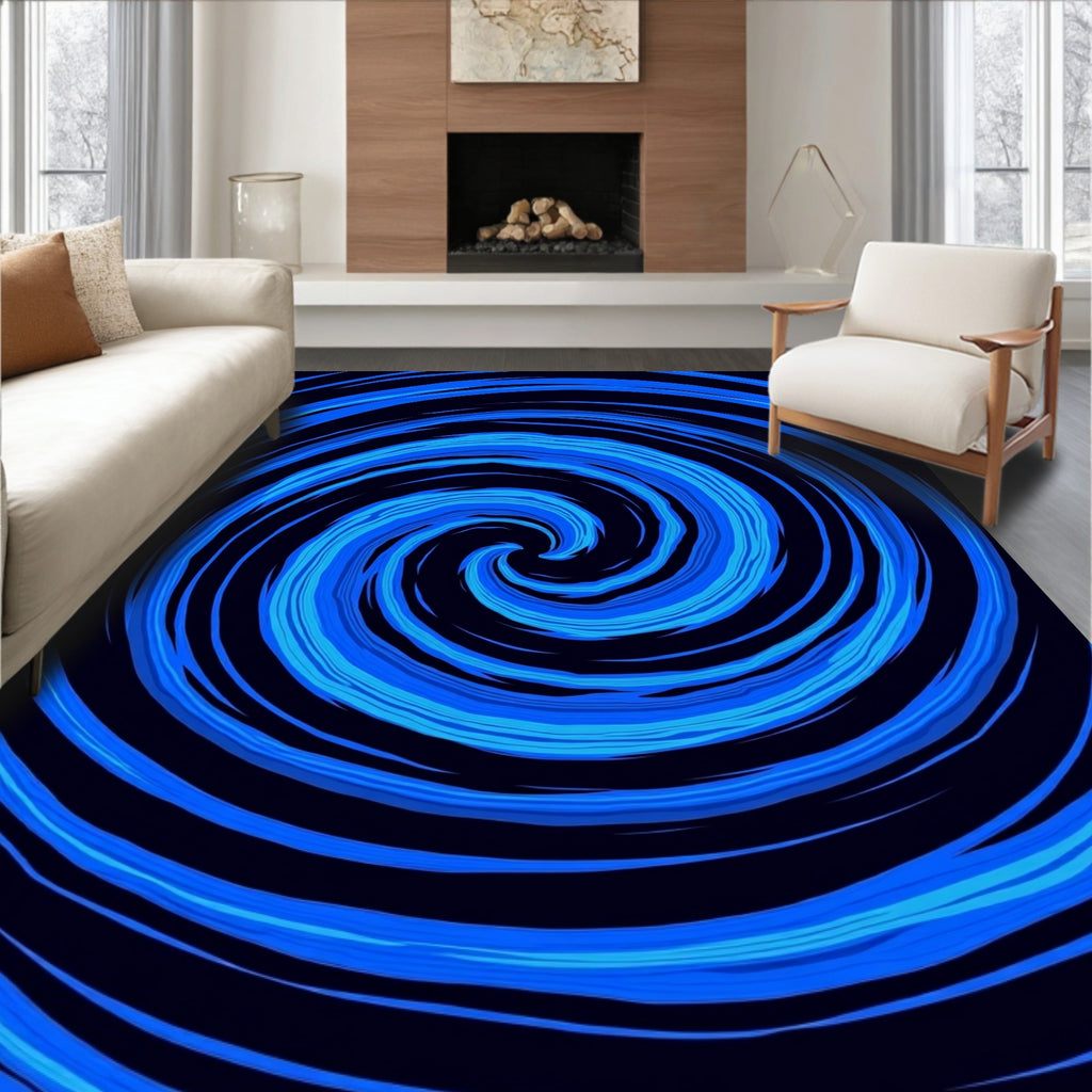 Cool Blue Swirl Pattern Design Rug