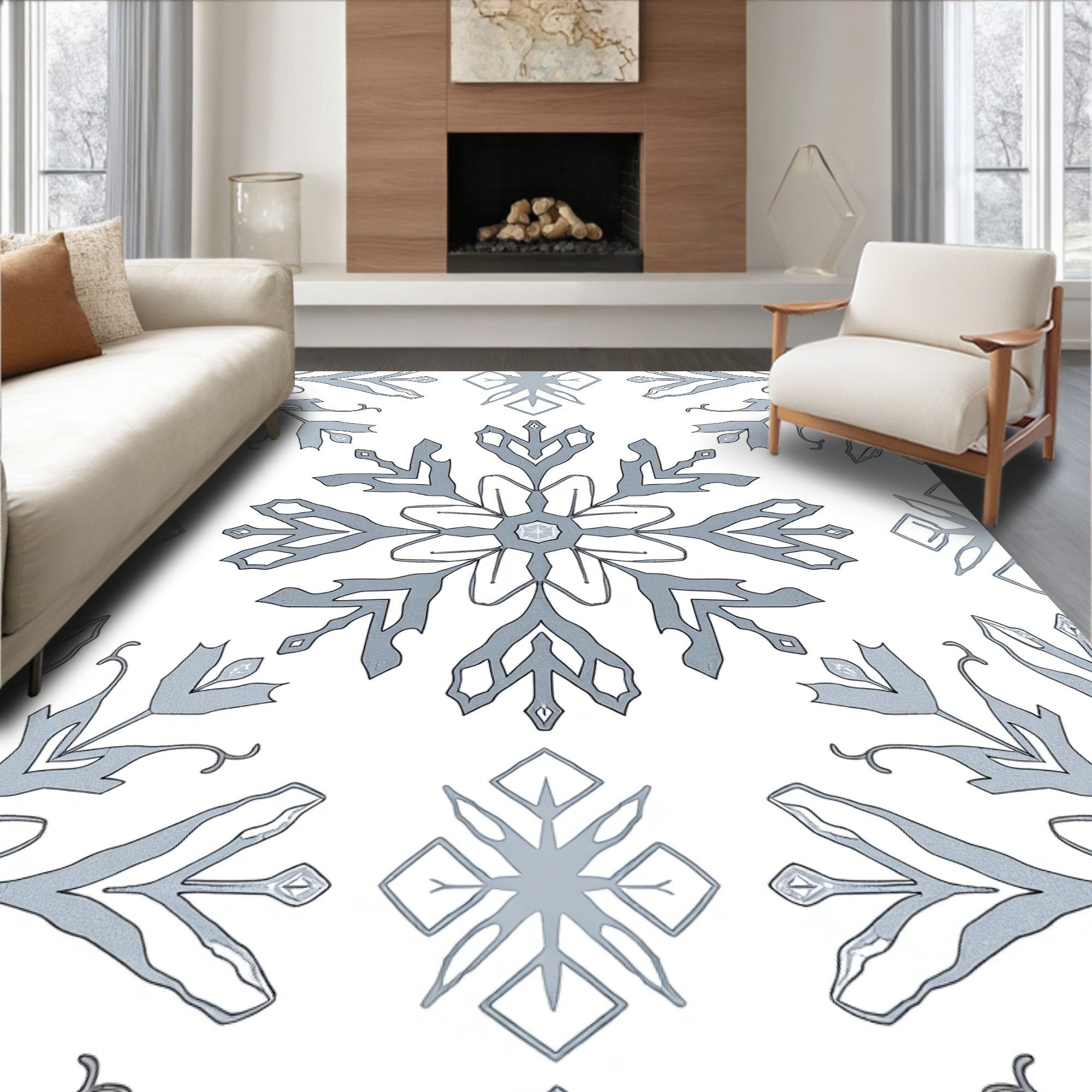 Winter Snowflake Pattern Rug