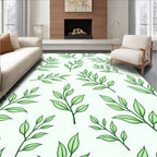 Green Leafy Branch Pattern Rug