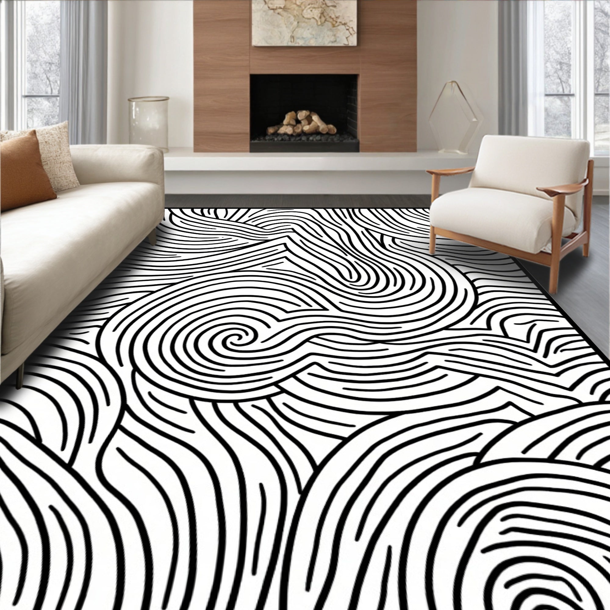 Whimsical Swirl Landscape Pattern Rug