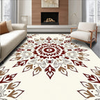 Ornate Mandala Patterned Floral Design Rug