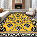 Golden Yellow Ornate Floral Scroll Rug