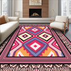 Bold Diamond Pattern With Pink Accents Rug