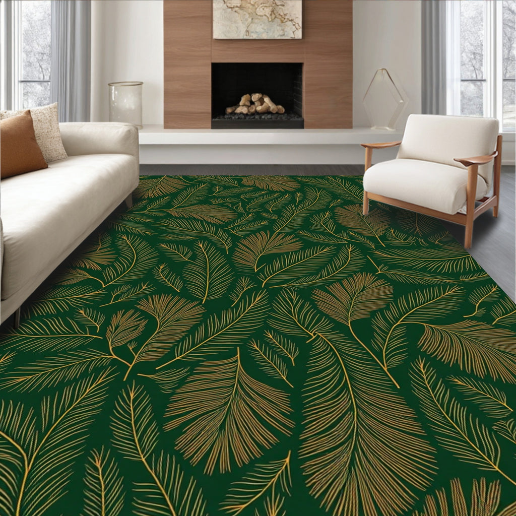Elegant Feather Pattern Design Rug