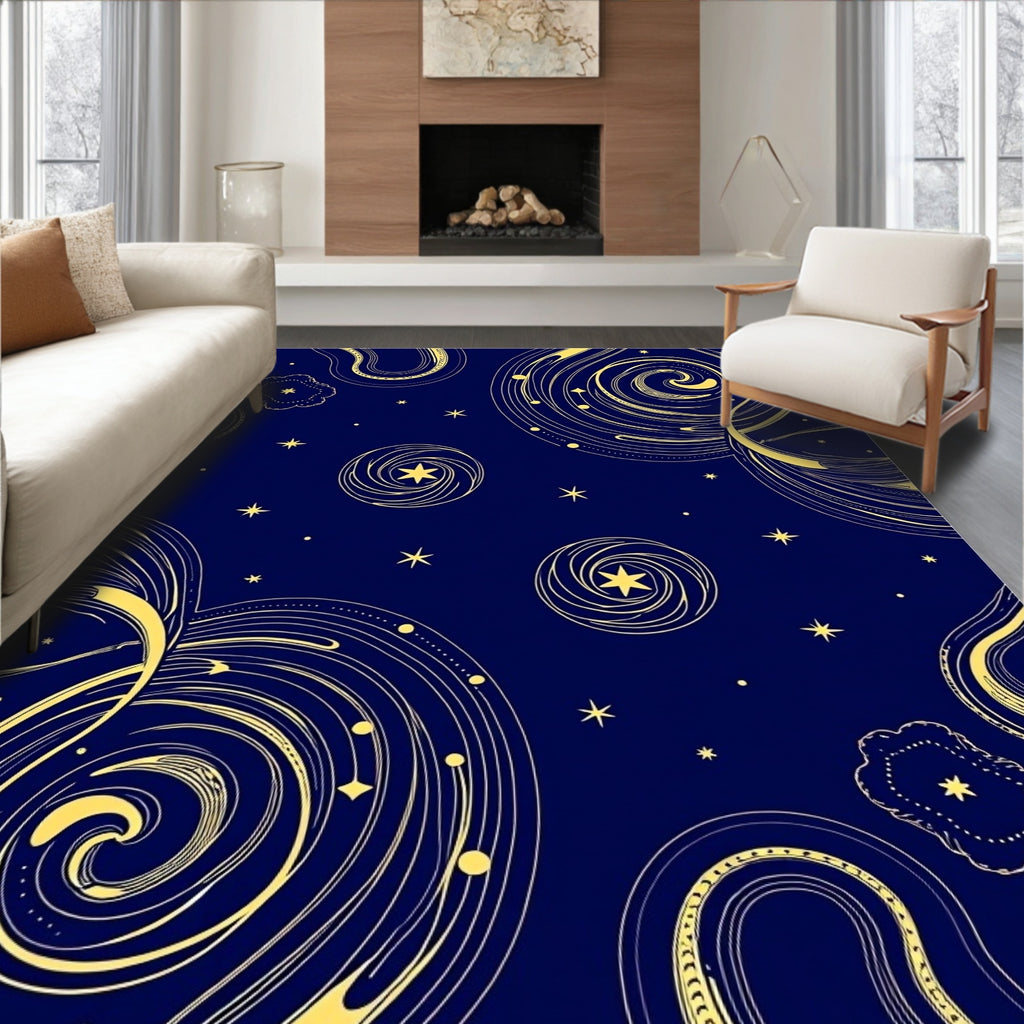Cosmic Swirls Starry Sky Pattern Rug