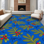 Vibrant Red Berry Leaf Pattern Rug