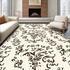 Elegant Brown Flourish Damask Pattern Rug