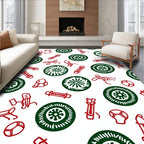 Abstract Red Green Circular Pattern Design Rug