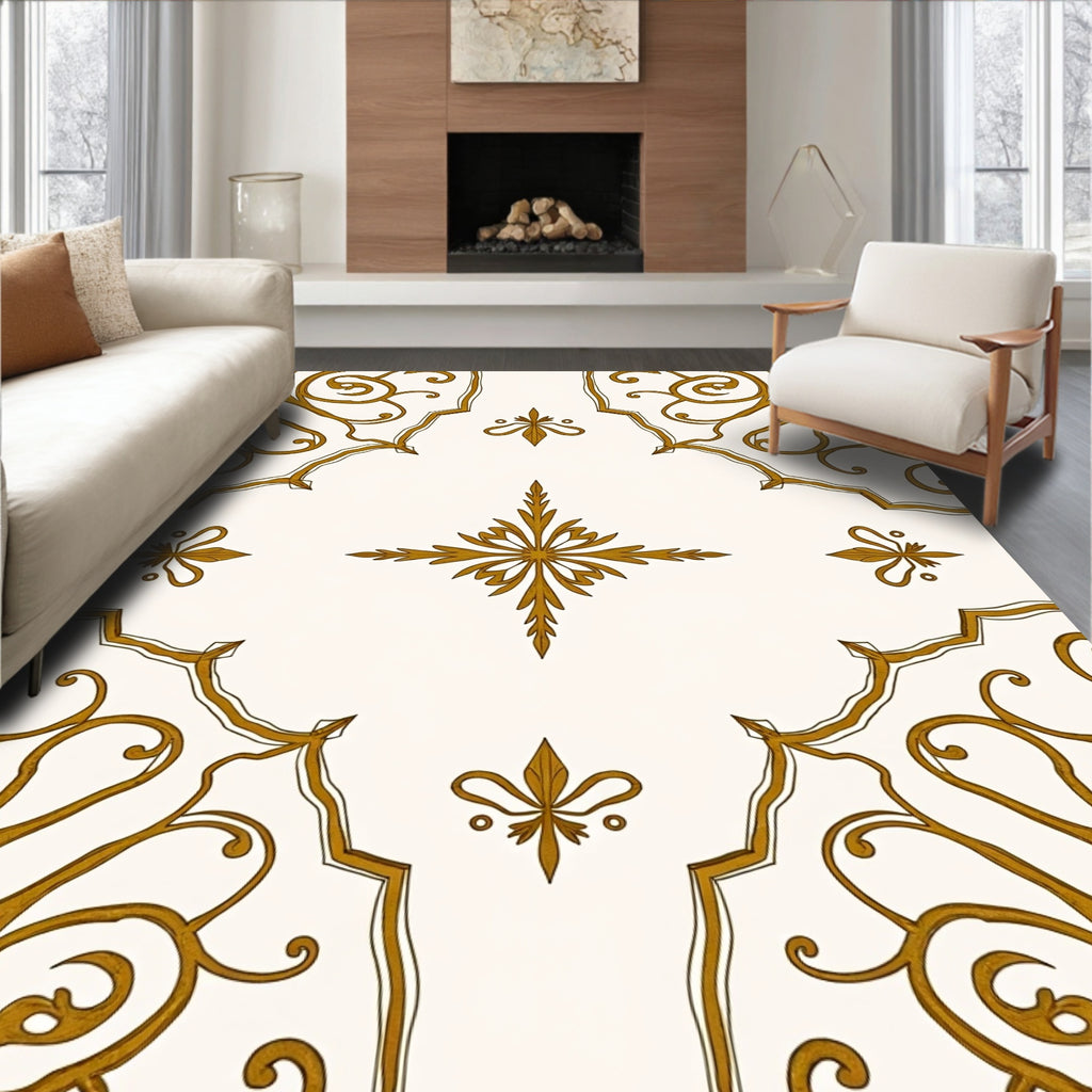 Gold Filigree Classic Scrollwork Pattern Rug