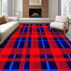 Classic Red Blue Plaid Pattern Rug