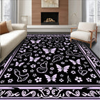Lilac Butterflies Floral Accents Rug