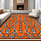 Bold Orange Geometric Symmetry Rug