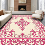 Classic Floral Medallion Pink Rug