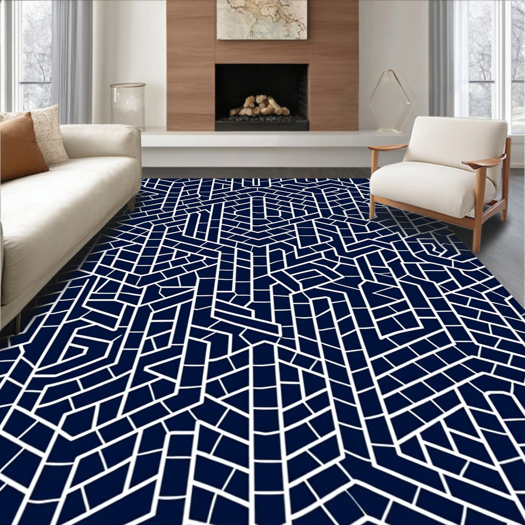 Geometric Labyrinth Pattern Rug