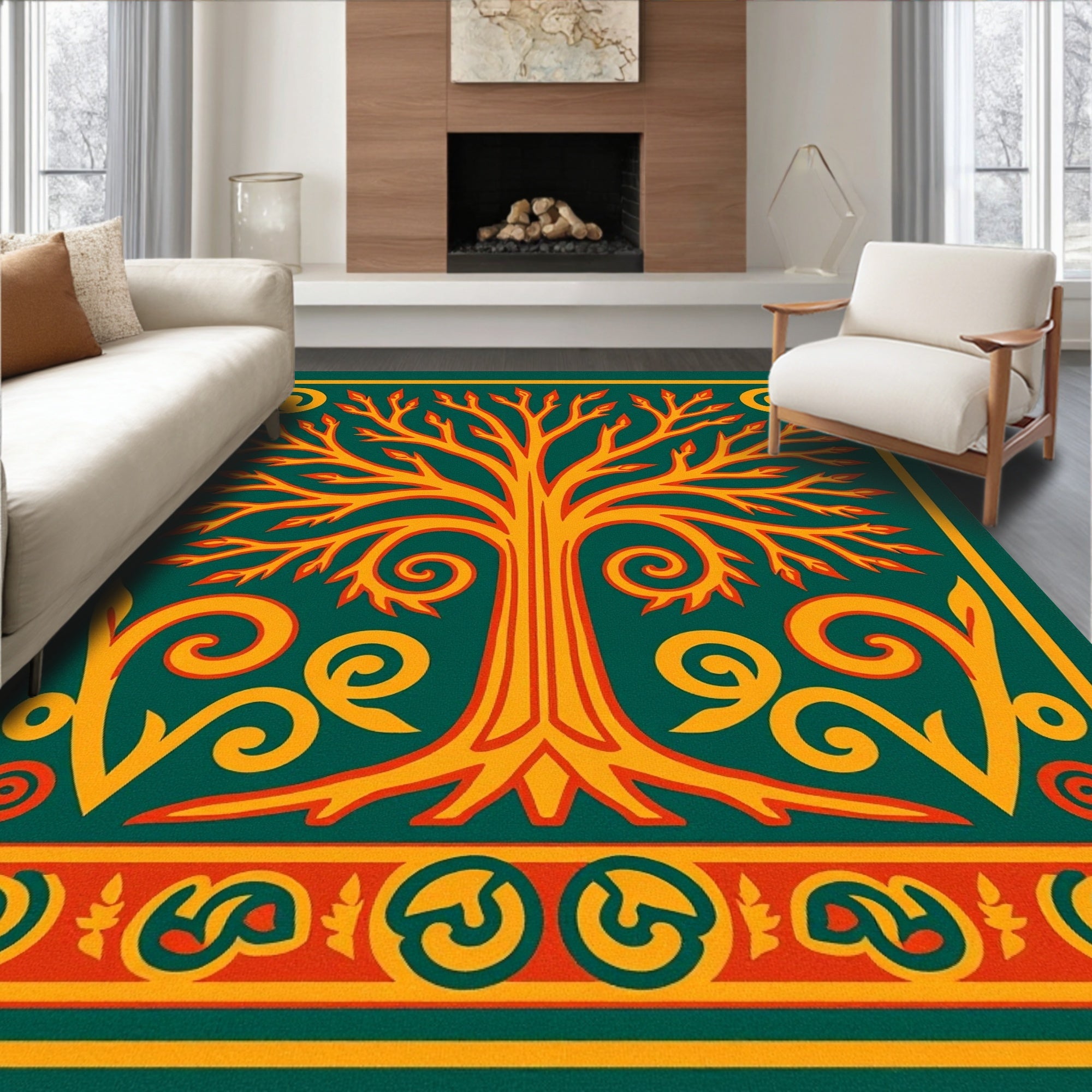 Vibrant Tree of Life Pattern Rug
