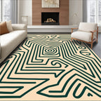 Minimalist Beige Green Maze Rug