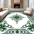 Ornate Green Floral Filigree Rug
