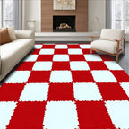 Classic Checkered Red and White Pattern Rug