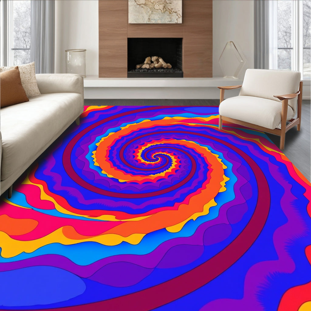 Vibrant Swirl Psychedelic Pattern Rug
