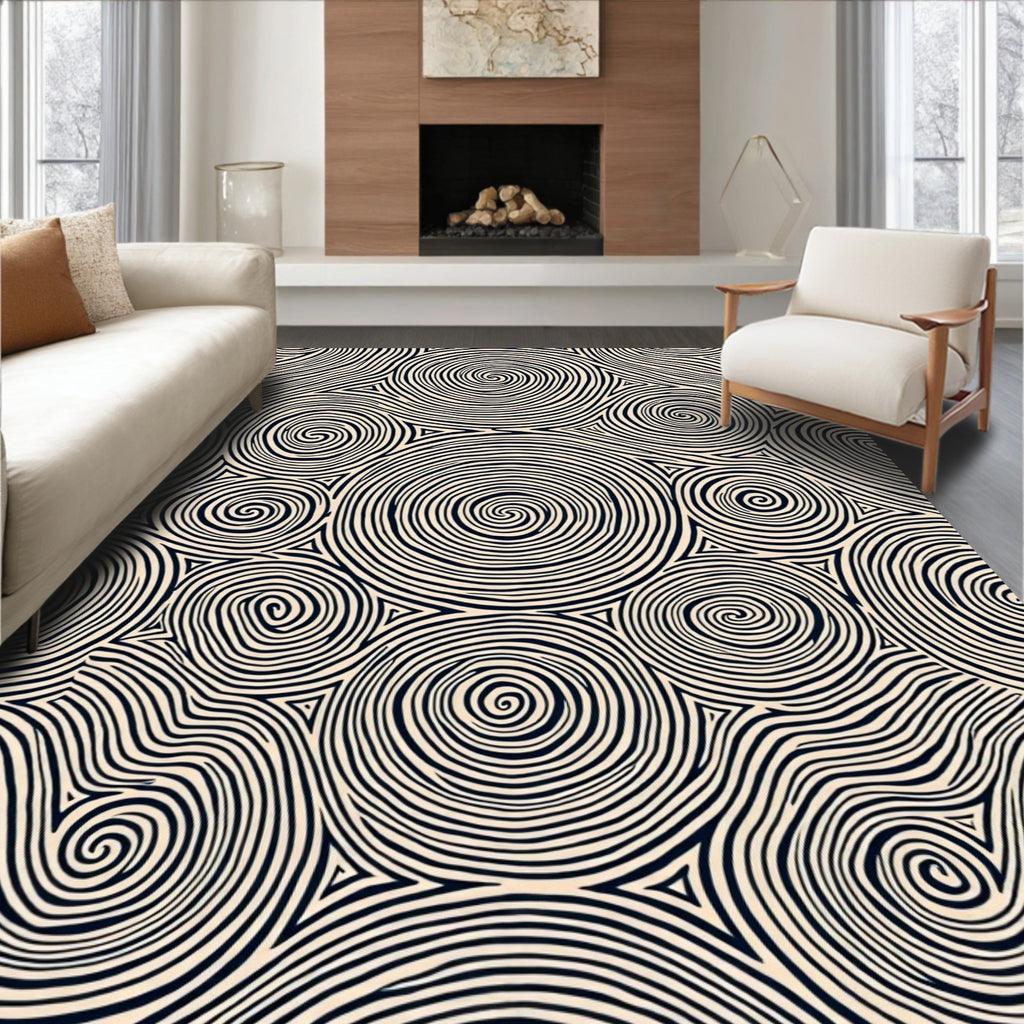 Abstract Swirls Triangle Pattern Rug