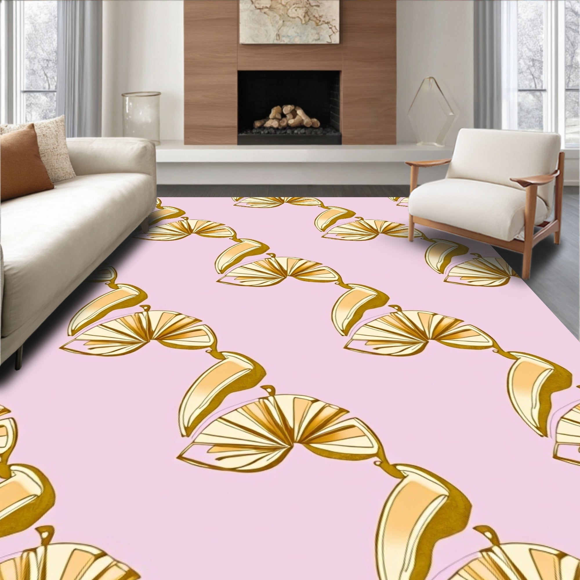 Golden Fan Citrus Pattern Rug