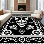 Gothic Skull Patterned Black White Rug
