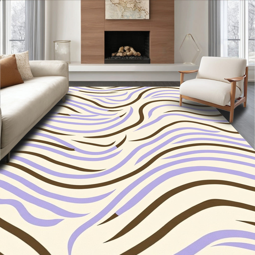 Retro Wavy Striped Abstract Rug