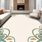 Elegant Teal Gold Swirl Pattern Rug