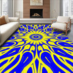 Vibrant Yellow Blue Organic Symmetry Rug