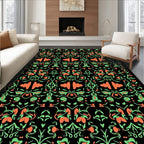Coral Green Floral Arabesque Repeat Rug