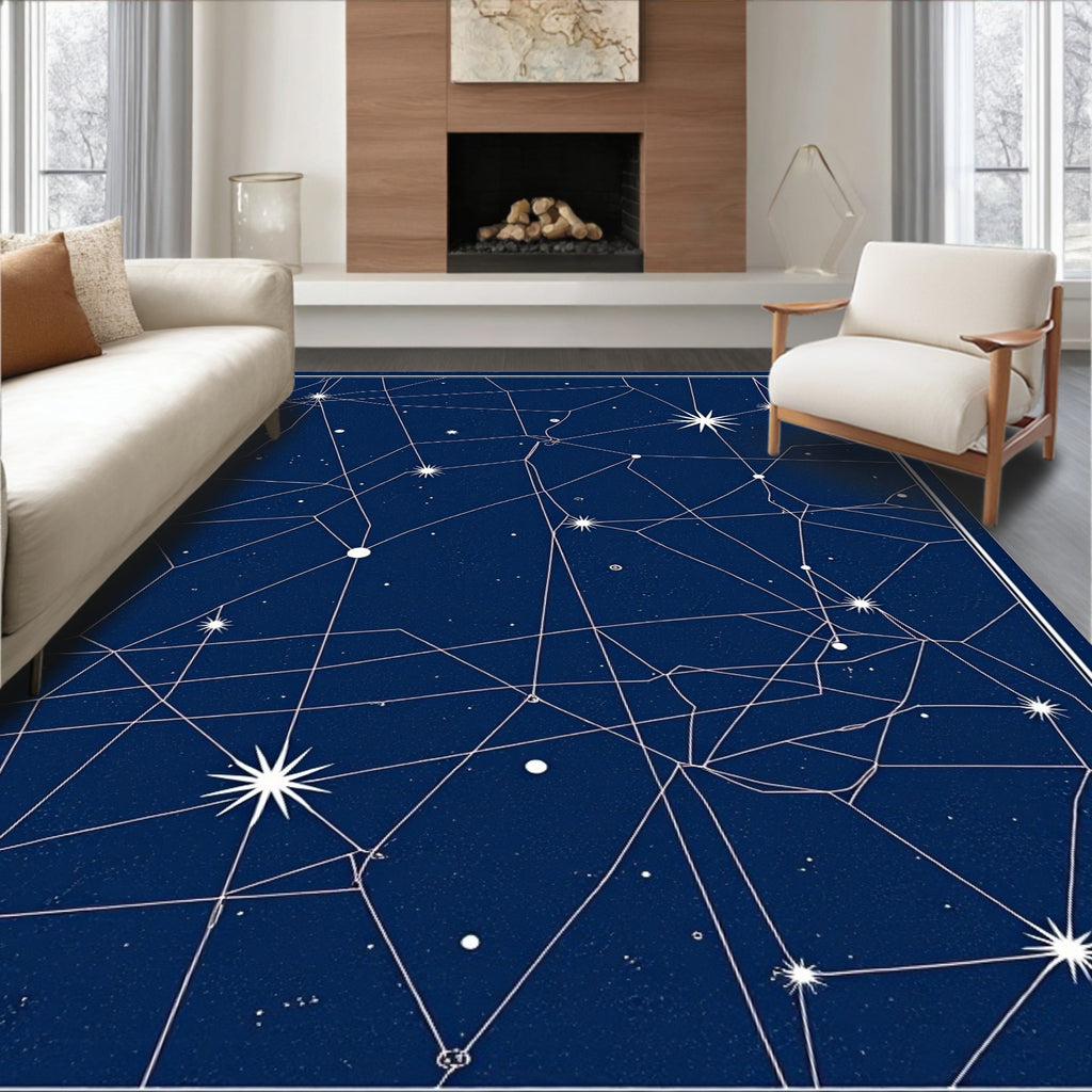 Deep Blue Starry Night Constellation Rug